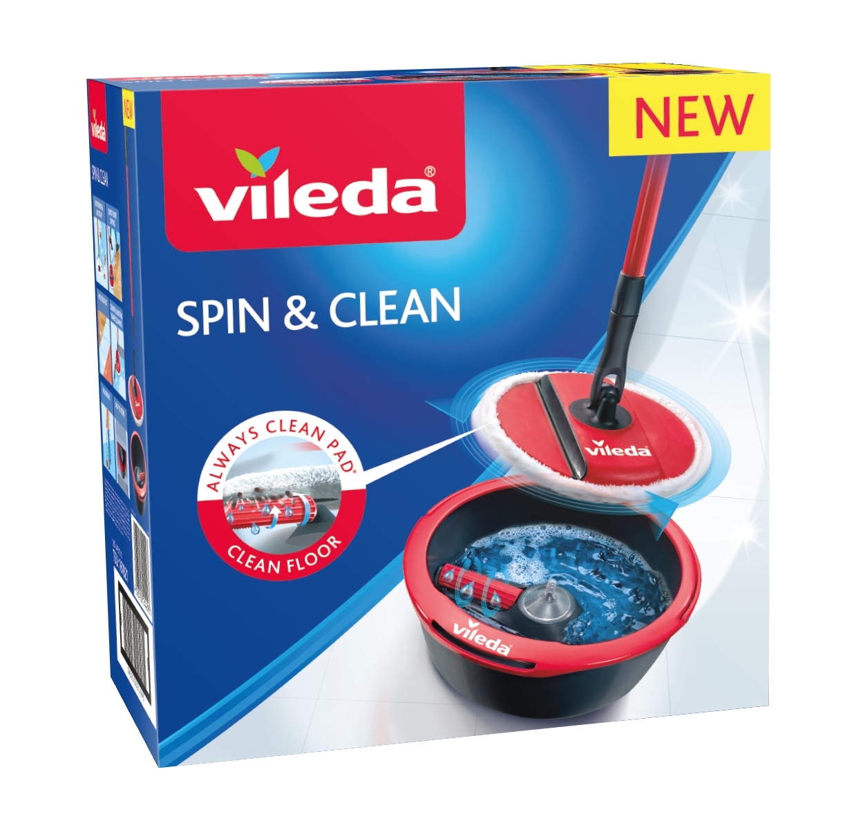 Mopa Vileda Spin & Clean Gira sin esfuerzo con sólo accionar el mango Paño  lavable a máquina