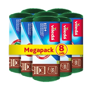 Pack de 8 | Bolsas de basura Eco+ 100% Reciclado 50L 12u